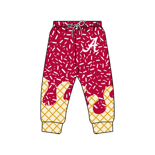 Preorder (moq 5)Baby Boys Red Alabama Drip Sprinkles Team Jogger Pants Bottom