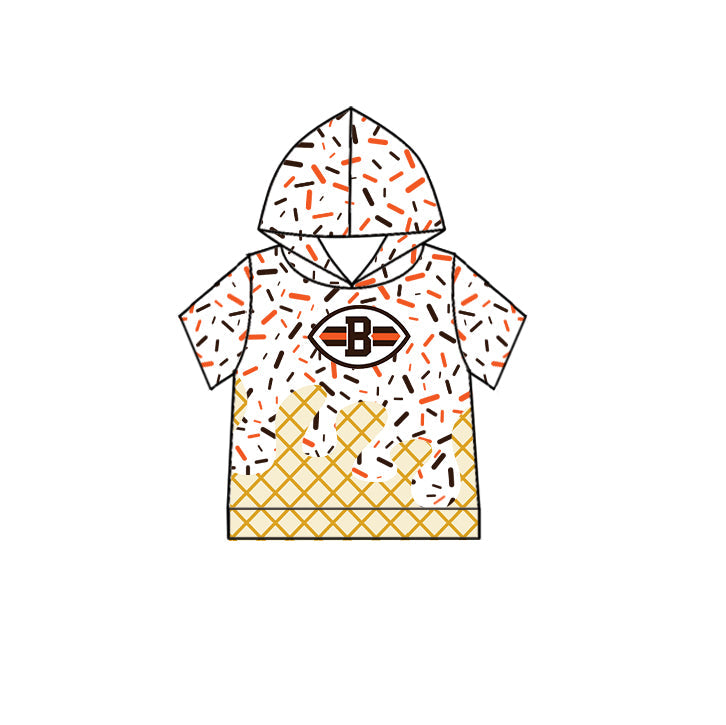 Preorder (moq 5)Baby Boys Drip Sprinkles Cleveland Browns Team Short Sleeves Hoodies Top