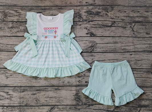 Baby Girls Cars Bows Tunic Ruffle Shorts Clothes Sets