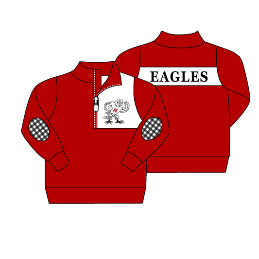 Split Preorder March 3rd Baby Boys Eagles Team Red Pullovers Tops