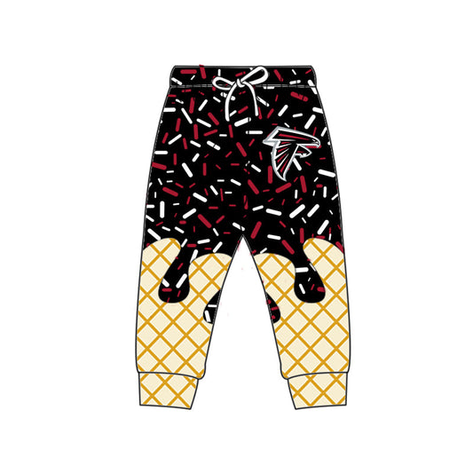 Preorder (moq 5)Baby Boys Black Drip Sprinkles Atlanta Falcons Team Jogger Pants Bottom