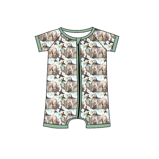 Baby Boys Dog Hunting Zip Short Sleeve Rompers preorder(moq 5)