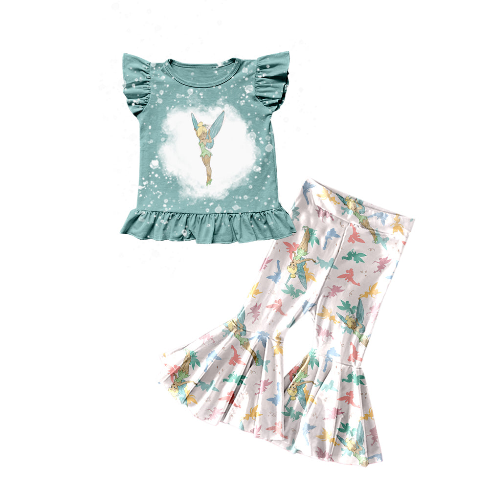 Baby Girls Fly Princess Flutter Sleeve Shirts Bell Pants Clothes Sets preorder(moq 5)