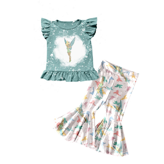 Baby Girls Fly Princess Flutter Sleeve Shirts Bell Pants Clothes Sets preorder(moq 5)