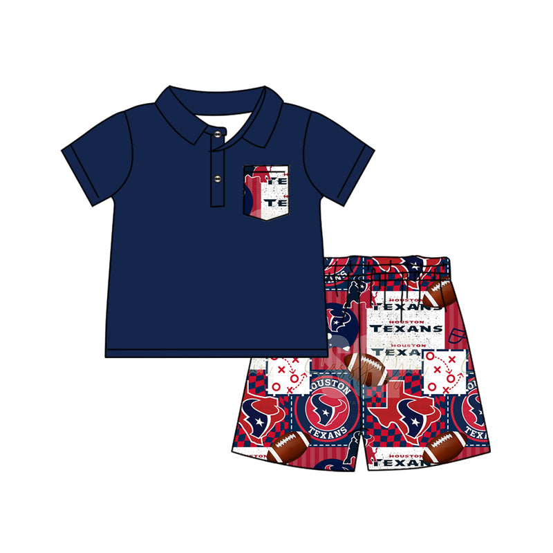 Baby Boys Texans Team Navy Top Shorts Clothes Sets preorder(MOQ 5)