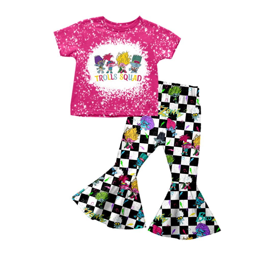 Baby Girls Cartoon Colorful Hair Short Sleeve Top Bell Pants Clothes Sets order preorder (moq 5)