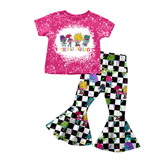 Baby Girls Cartoon Colorful Hair Short Sleeve Top Bell Pants Clothes Sets order preorder (moq 5)