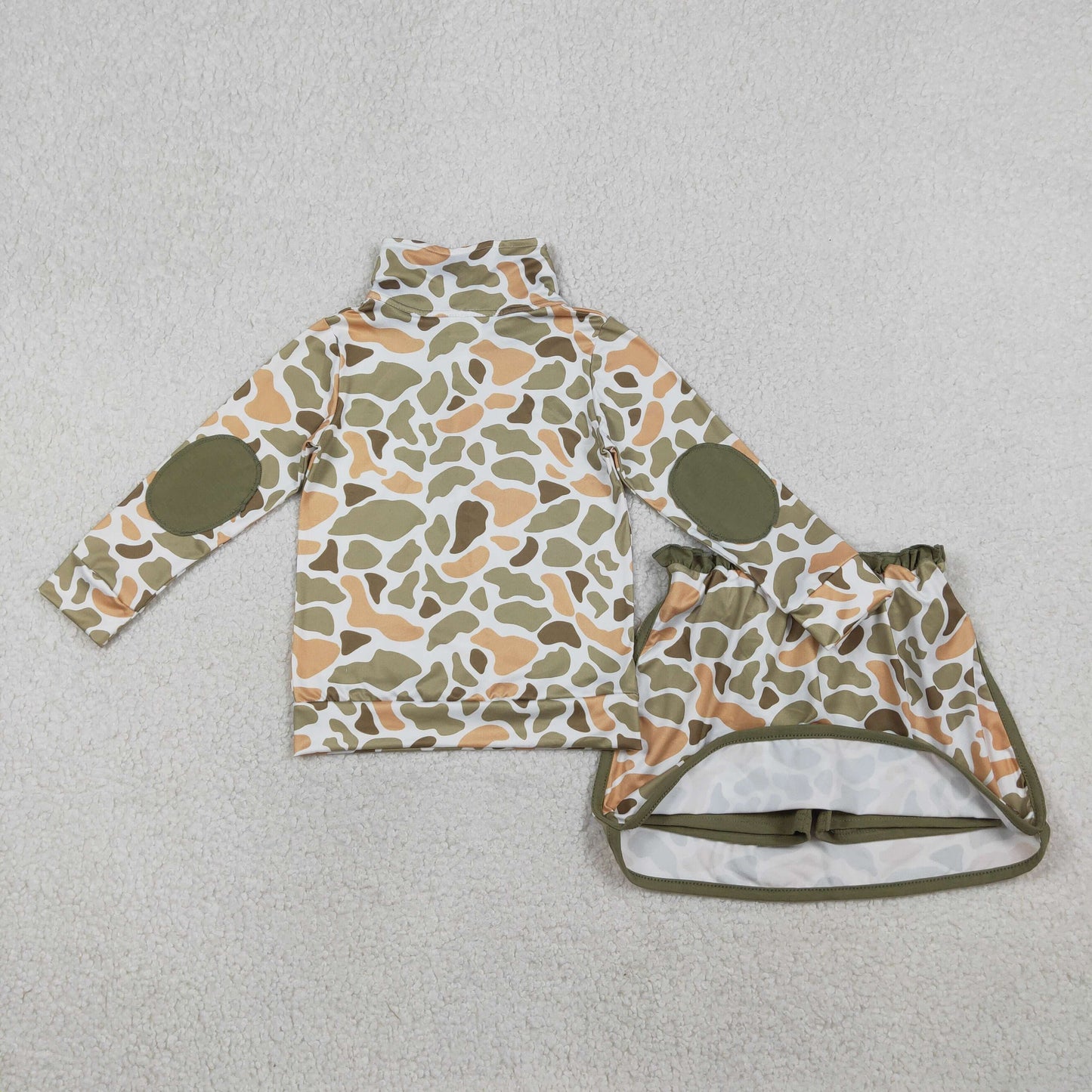 Baby Girls Southern Orange Camo Zip Pullover Skirt Shorts Clothes Sets