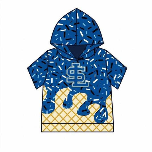 Preorder (moq 5)Baby Boys Short Sleeve Blue Sprinkles SL Team Hoodies Top