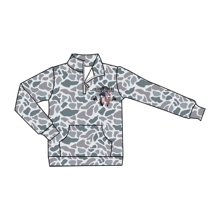 Preorder(moq 5) Adult Men Grey Camo Logo Zip pullover Tops