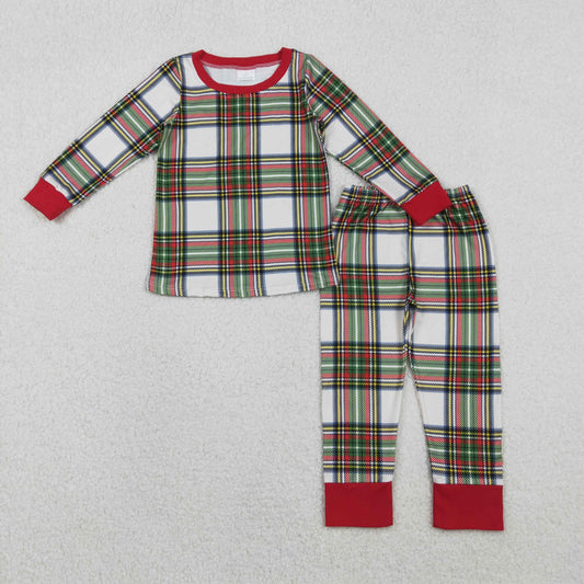 Baby Boys Green Red Checked Top Pants Christmas Pajamas Sets