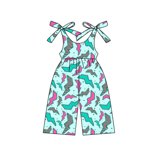 Preorder (moq 5)Baby Girls Western Thunder Turquoise Straps Summer Jumpsuits