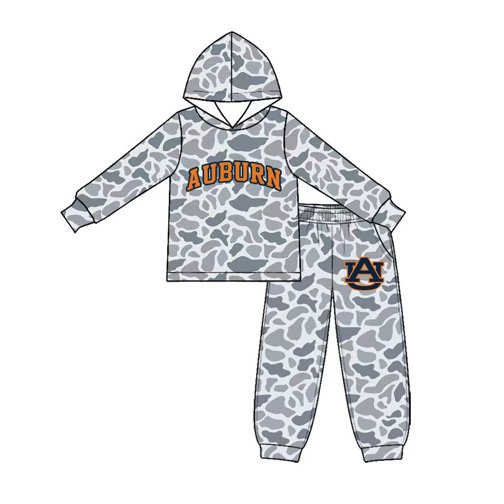 Preorder (moq 5) Baby Boy Clothes Auburn Grey Camo Print Long Sleeve Hoodie Jogger Pant Set