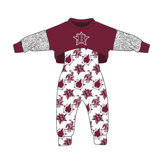 Baby Girls Team Long Sleeve Top Jumpsuits 2pcs sets Preorder(moq 5)