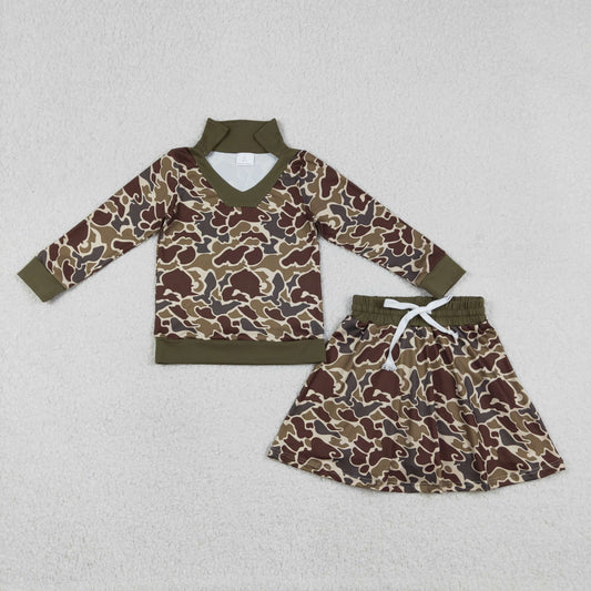 Baby Girls Brown Camo Long Sleeve Skirts Shorts Hunting Clothes Sets