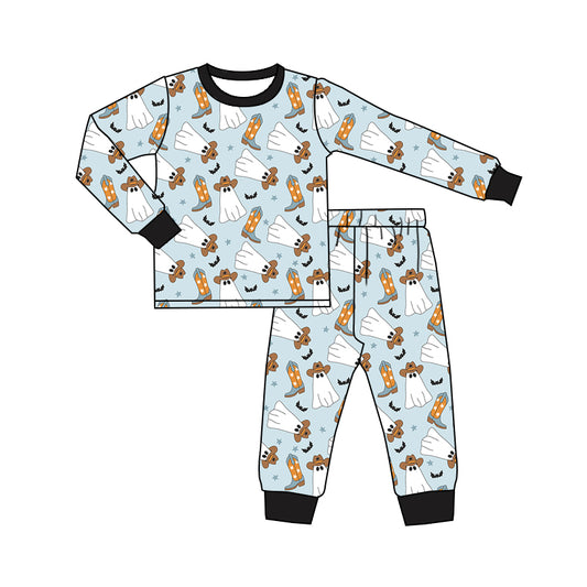 Baby Boys Halloween Ghost Boots Tee Top Pants Pajamas Outfits Preorder(moq 5)