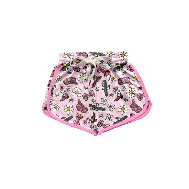 Baby Girls Western Hats Flowers Sports Shorts Bottoms Preorder(moq 5)