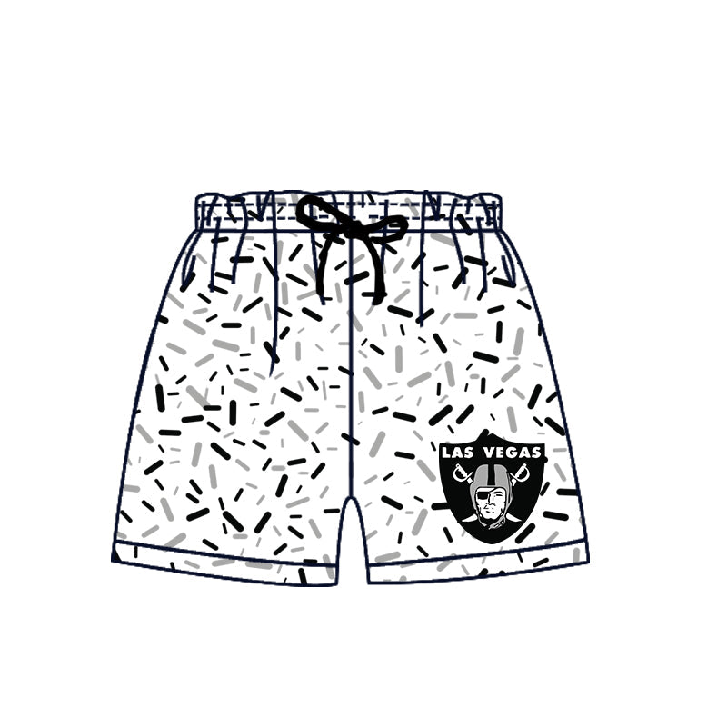 Preorder (moq 5)Baby Boys Black Drip Sprinkles Raiders Team Shorts Bottom