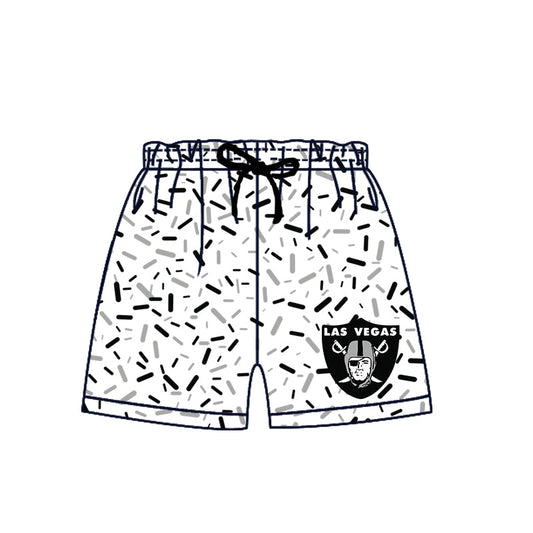 Preorder (moq 5)Baby Boys Black Drip Sprinkles Raiders Team Shorts Bottom