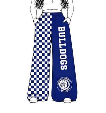Preorder (moq 5) Adult Women Bulldogs Blue Checkered Pants Bottom