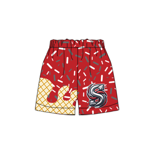 Preorder (moq 5)Baby Boys Drip Red S Team Shorts Bottom