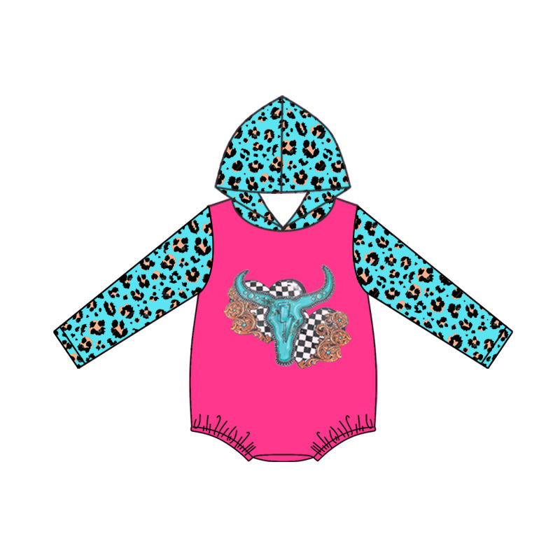 Baby Infant Girls Leopard Hooded Cow Rompers preorder(moq 5)