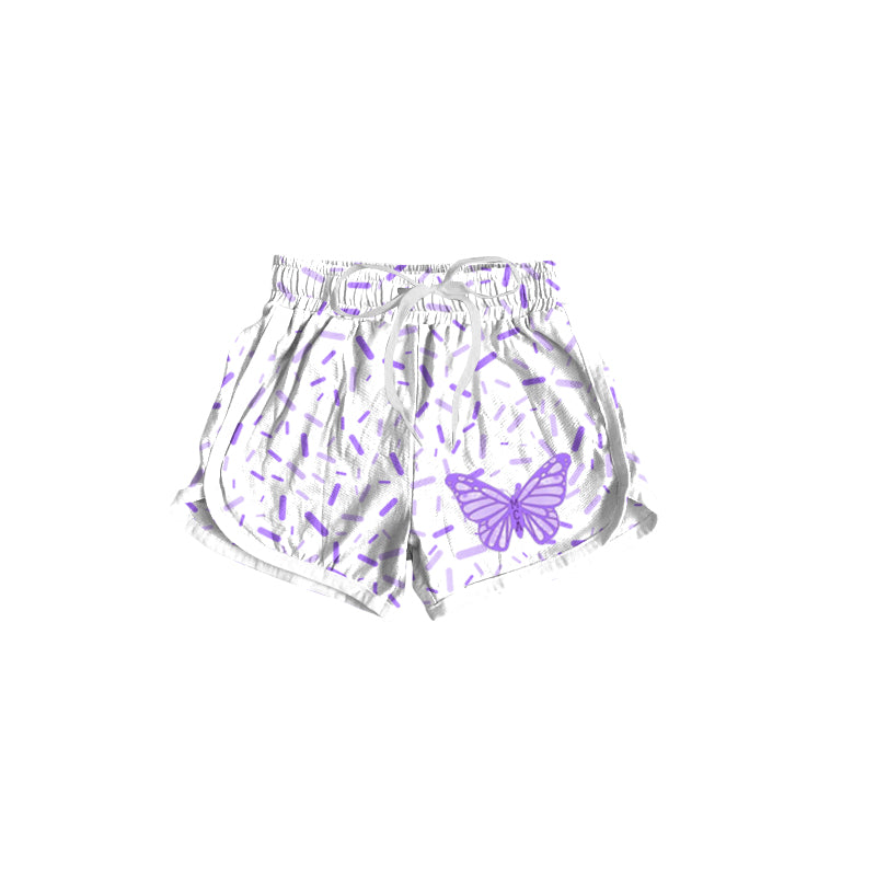 Preorder(moq 5) Baby Girls Team Lavender Butterfly Sprinkles Sports Shorts