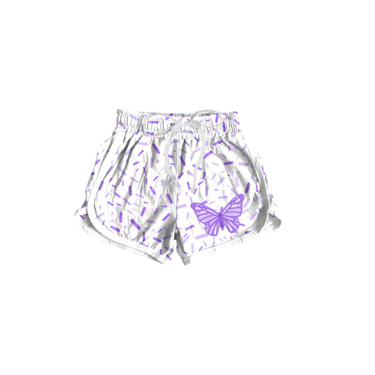 Preorder(moq 5) Baby Girls Team Lavender Butterfly Sprinkles Sports Shorts