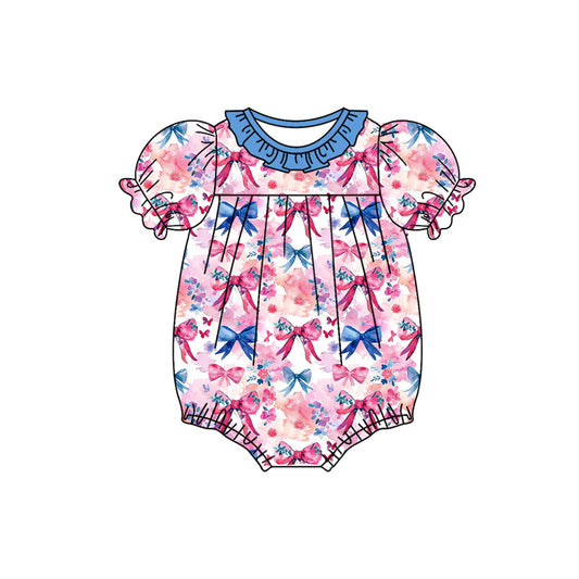 Infant Baby Girls Colorful Bows Rompers preorder(moq 5)