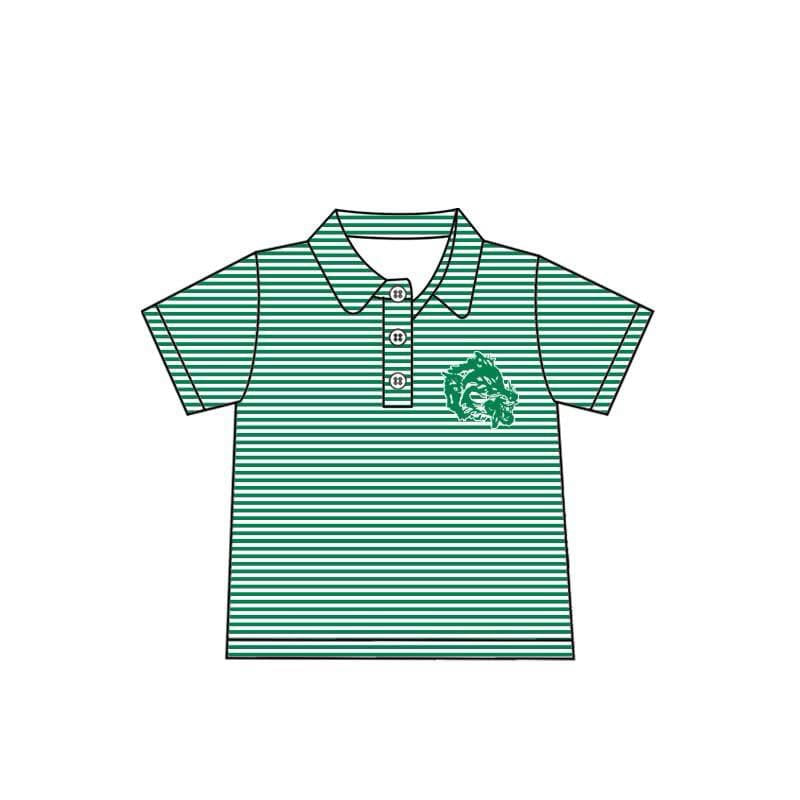 Preorder moq 5 Adult Men Green Team Short Sleeve Buttons Pullovers tops
