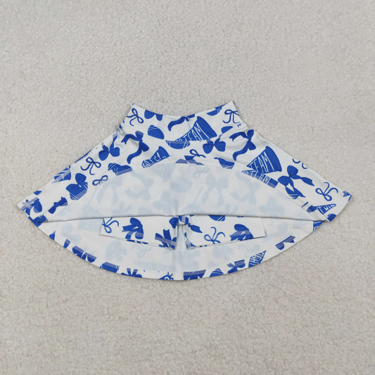 Baby Girls Blue Bows Footballs Go Team Yoga Active Skirt Shorts Bottom