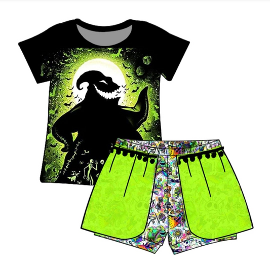Baby Girls Black Monster Shirt Shorts Summer Clothes Sets preorder (moq 5)