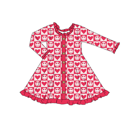 Baby Girls Valentines Smile Hearts Knee Length Dresses preorder(MOQ 5)