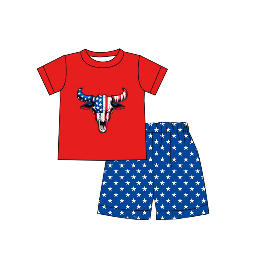 Baby Boys 4th Of July Cow Shirt Shorts Clothes Sets preorder (moq 5)