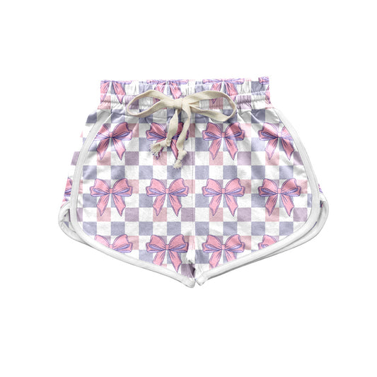 Preorder(moq 5) Adult Women Lavender Checkered Bows Shorts Bottoms
