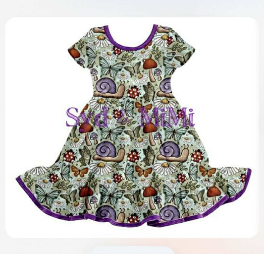 Preorder (moq 5)Baby Girls Butterfly Short Sleeve Twirl Knee Length Dresses
