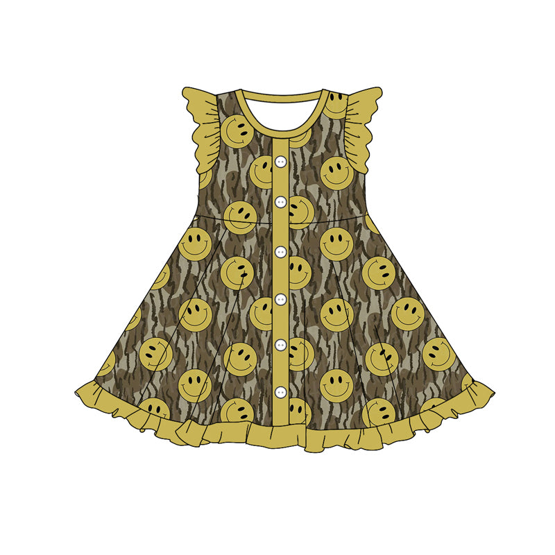 Baby Girls Southern Bottomland Camo Smile Knee Length Dresses preorder(MOQ 5)