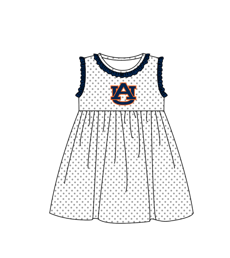 Preorder (moq 5)Baby Girls Sleeveless AU Polka Dots Team Knee Length Dresses