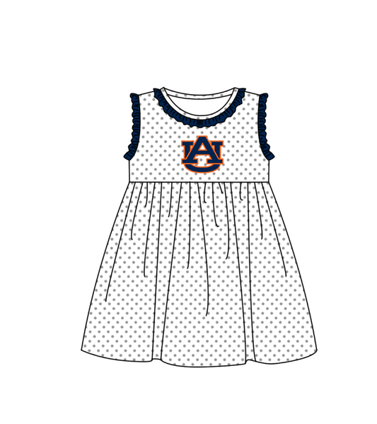 Preorder (moq 5)Baby Girls Sleeveless AU Polka Dots Team Knee Length Dresses