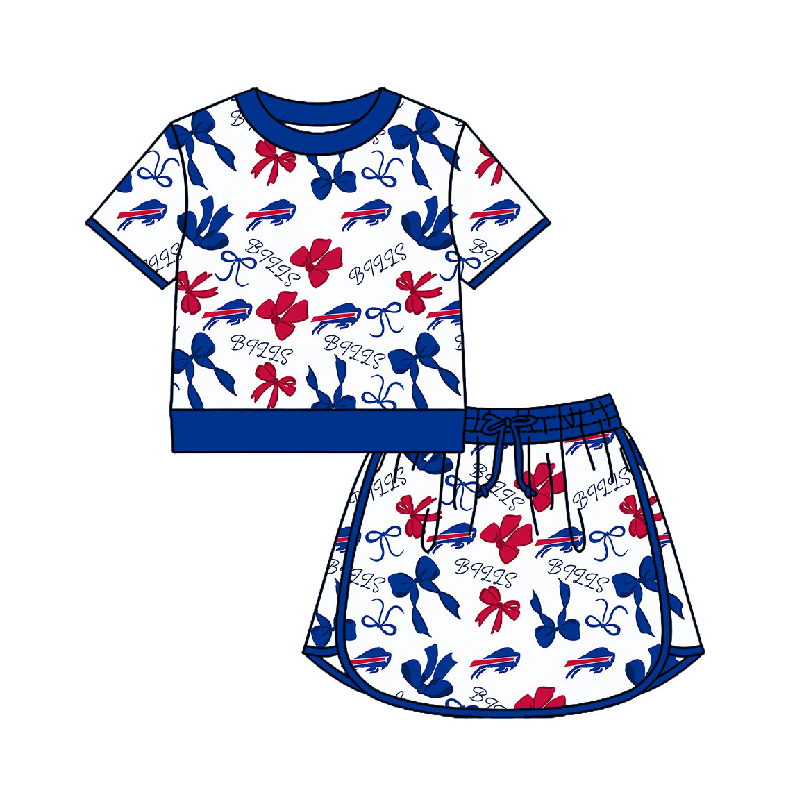 Preorder(moq 5)Baby Girls Bows Bills Short Sleeve Top Skirt Short Team Clothes Sets