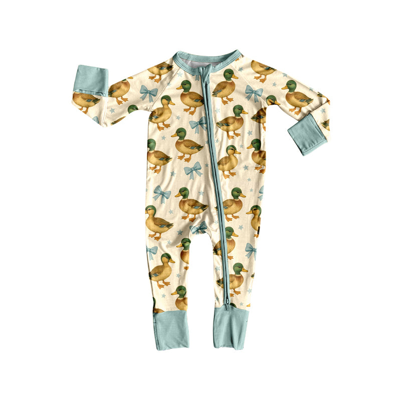Preorder(moq 5)Baby Infant Cute Mallard Ducks Zipper Footie Rompers