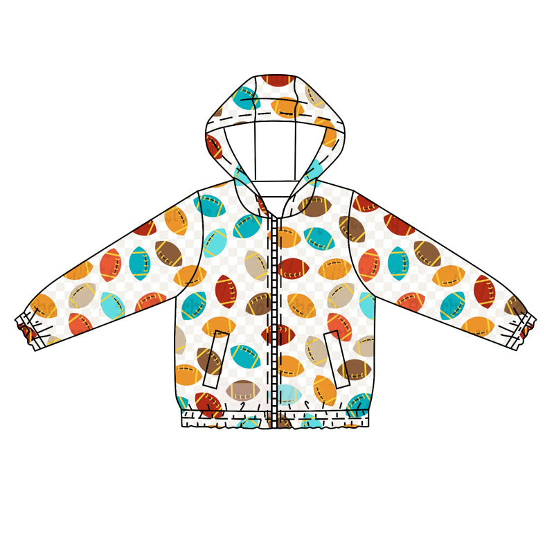 Baby Kids Colorful Footballs Zip Long Sleeve Hooded Tops Jackets preorder(moq 5)