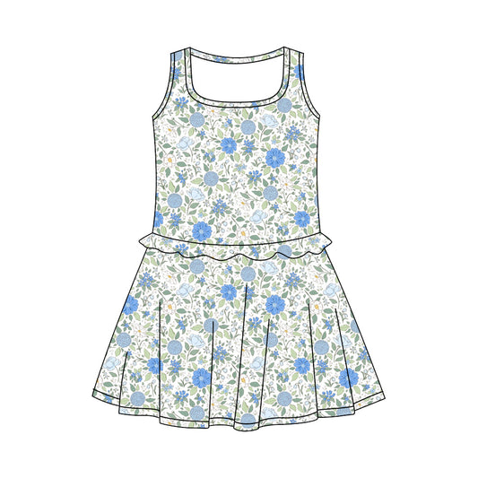 Preorder (moq 5)Baby Girls Sleeveless Colorful Flowers Knee Length Dresses
