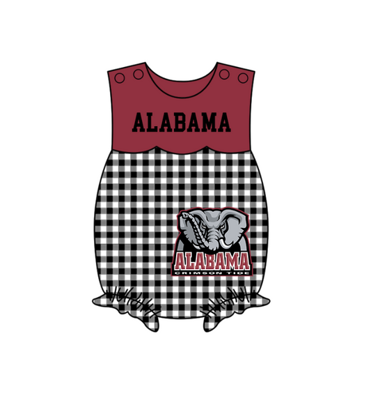 Preorder (moq 5)Baby Girls Sleeveless Alabama Elephants Ruffle Rompers
