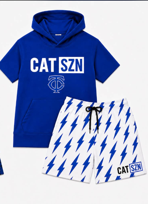 Preorder (moq 5) Baby Boys Blue CAT SZN Hoodie Camo Short Team Clothes Sets