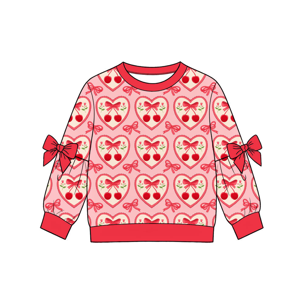 Preorder (moq 5) Baby Girls Long Sleeve Flowers Cherry Hearts Love Valentines T-shirts Top