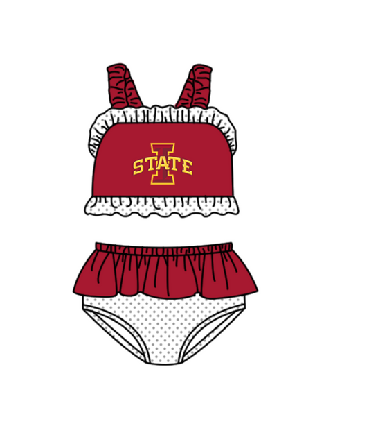 Preorder moq 5 Baby Girls Strap I State Vest Top Bummies Short Team Swimsuits