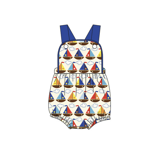 preorder(moq 5) Baby Boys Blue Strap Colorful Stars Boats Rompers