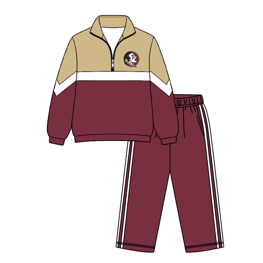 Preorder(moq 5)Baby Boys Florida Zip Pullover Pockets Pants Team Clothes Sets