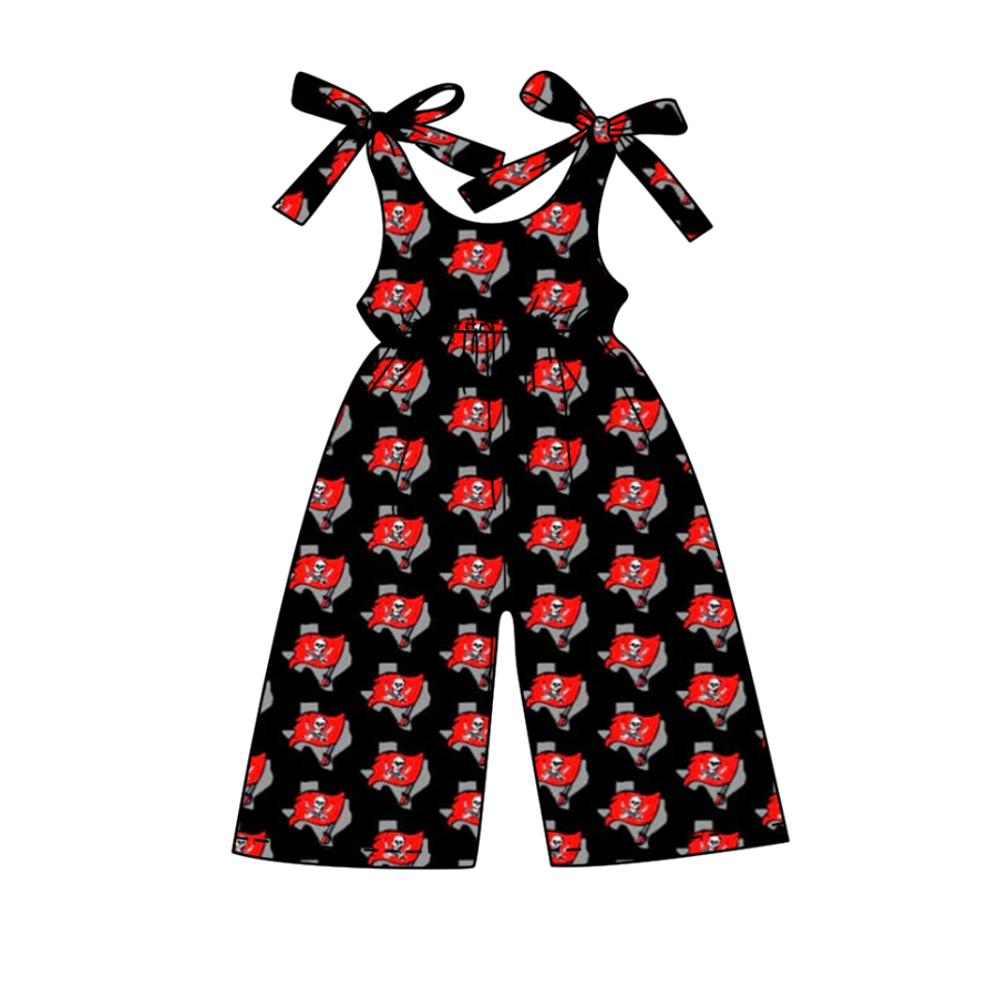 Split Preorder July 20th Baby Girls Bows Strap Skull Plaid Team Pant Jumpsuits